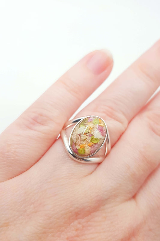 EVE - Bague de mariage serti ovale ajustable ARGENT