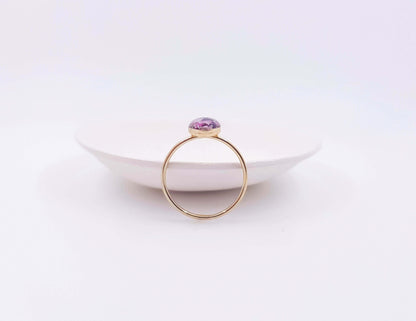 JADE - Bague de mariage fine OVALE sur serti 6x8 mm OR et ARGENT