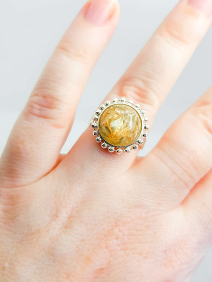 ROMY - Bague de mariage RONDE diamantée sur serti ajustable ARGENT