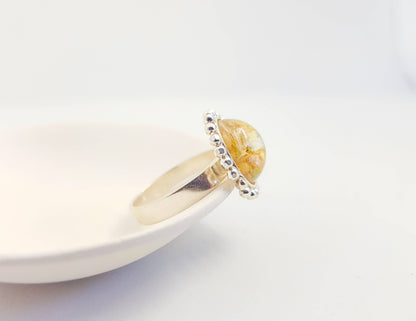 ROMY - Bague de mariage RONDE diamantée sur serti ajustable ARGENT
