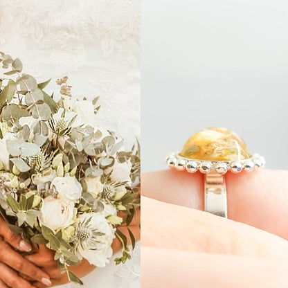ROMY - Bague de mariage RONDE diamantée sur serti ajustable ARGENT